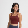 Sleeveless Crop Camisole Tank Tops Sport Bra Seamless Cami Workout Shirts With Built Bra For Women